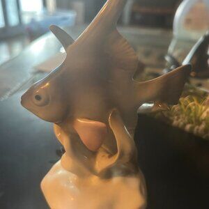Vintage 1970s Royal Dux Porcelain Figurine of an Angelfish Fish Czechoslovakia